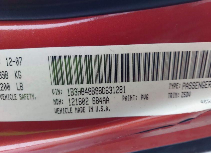 Photo 9 of 2008 Dodge Caliber SXT (VIN 1B3HB48B98D631281)