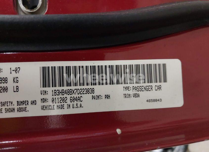 Photo 9 of 2007 Dodge Caliber SXT (VIN 1B3HB48BX7D223838)