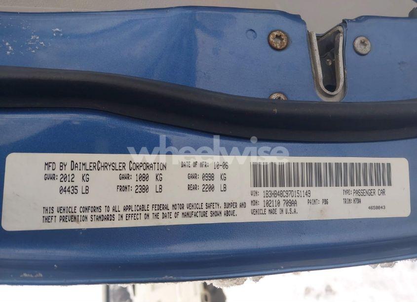 Photo 9 of 2007 Dodge Caliber SXT (VIN 1B3HB48C97D151149)