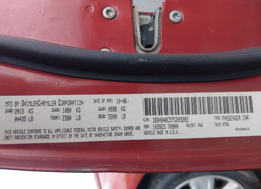 Photo 9 of 2007 Dodge Caliber SXT (VIN 1B3HB48C97D203282)