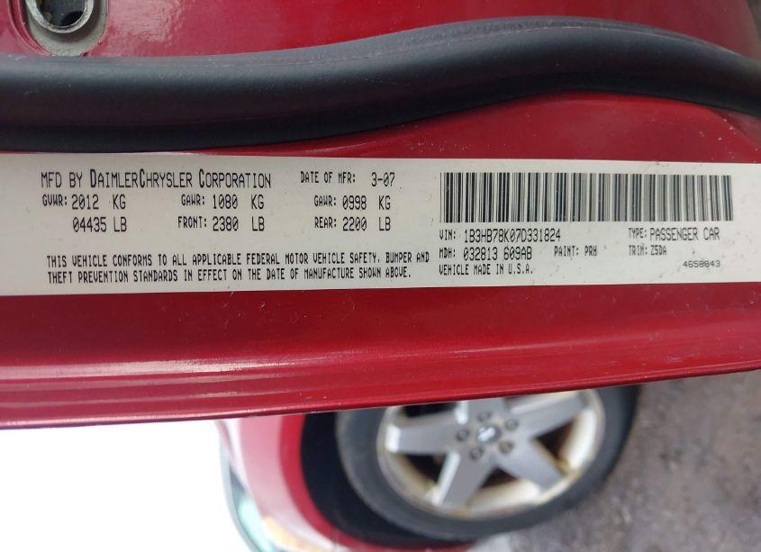 Photo 9 of 2007 Dodge Caliber R/T (VIN 1B3HB78K07D331824)