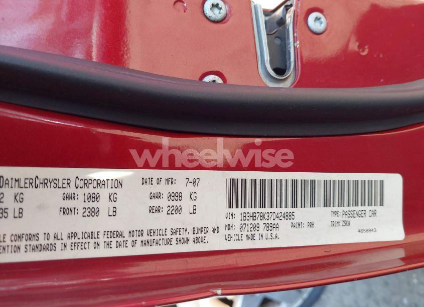 Photo 9 of 2007 Dodge Caliber R/T (VIN 1B3HB78K37D424885)