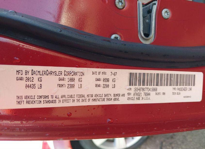 Photo 9 of 2007 Dodge Caliber R/T (VIN 1B3HB78K77D416868)