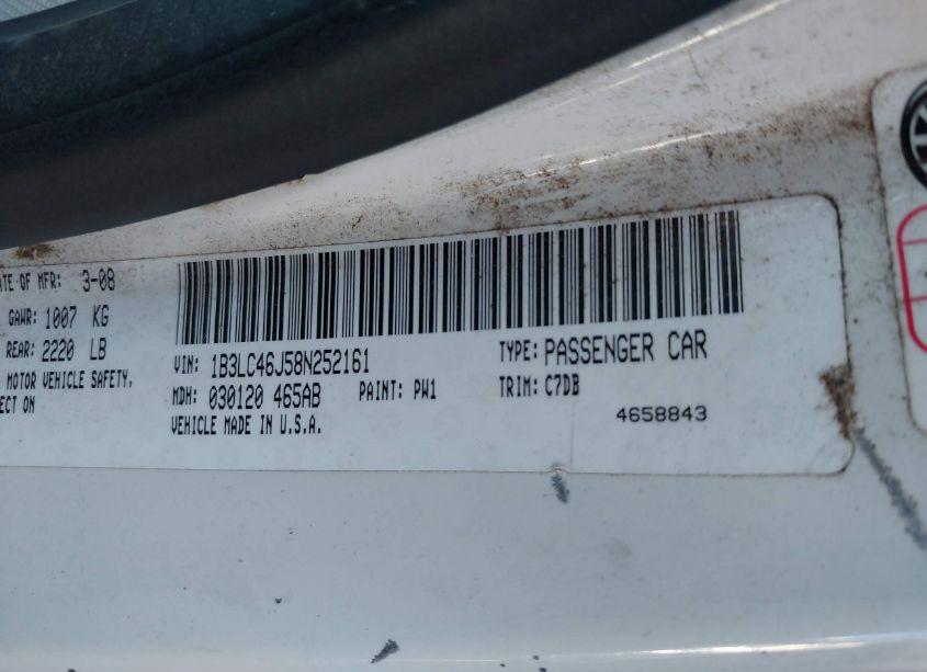 Photo 9 of 2008 Dodge Avenger SE (VIN 1B3LC46J58N252161)