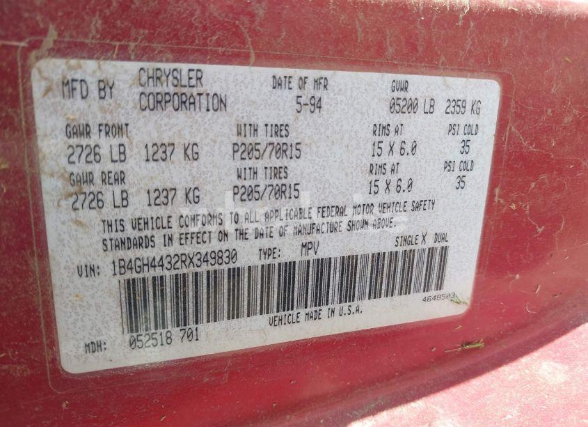 Photo 9 of 1994 Dodge Grand CARAVAN SE (VIN 1B4GH4432RX349830)