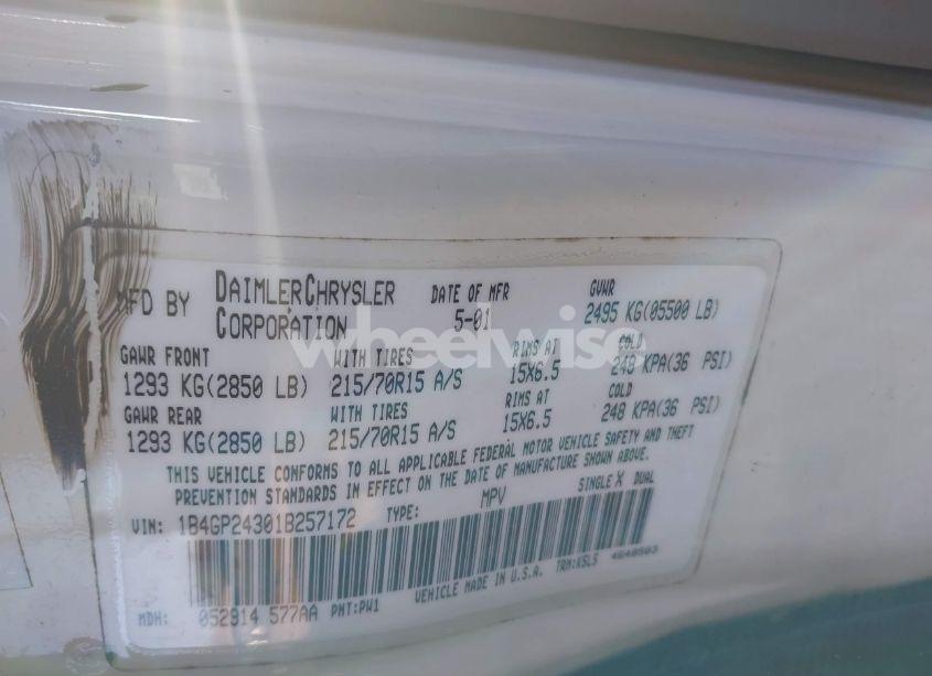 Photo 9 of 2001 Dodge Grand CARAVAN SE (VIN 1B4GP24301B257172)