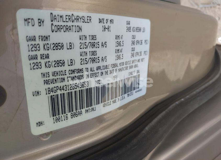 Photo 9 of 2002 Dodge Grand CARAVAN SPORT (VIN 1B4GP44312B549653)