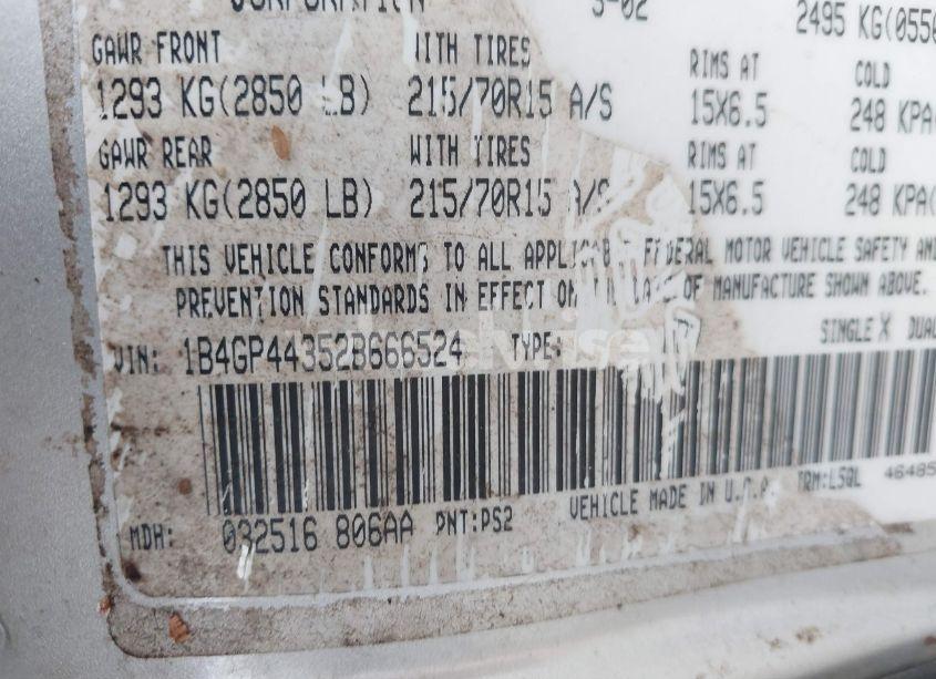 Photo 9 of 2002 Dodge Grand CARAVAN SPORT (VIN 1B4GP44352B666524)