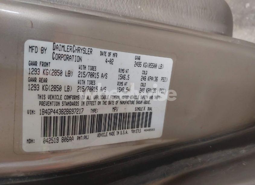 Photo 9 of 2002 Dodge Grand CARAVAN SPORT (VIN 1B4GP44382B697217)