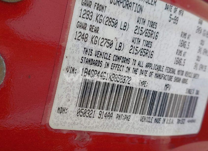 Photo 9 of 1999 Dodge Grand CARAVAN SE (VIN 1B4GP44G1XB858372)