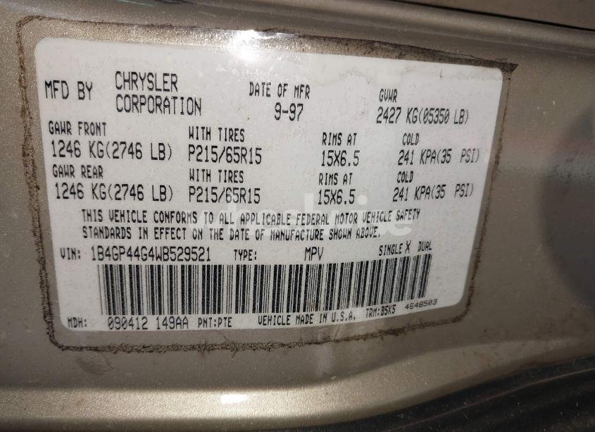 Photo 9 of 1998 Dodge Grand CARAVAN SE (VIN 1B4GP44G4WB529521)