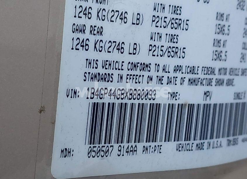 Photo 9 of 1999 Dodge Grand CARAVAN SE (VIN 1B4GP44G8XB880093)