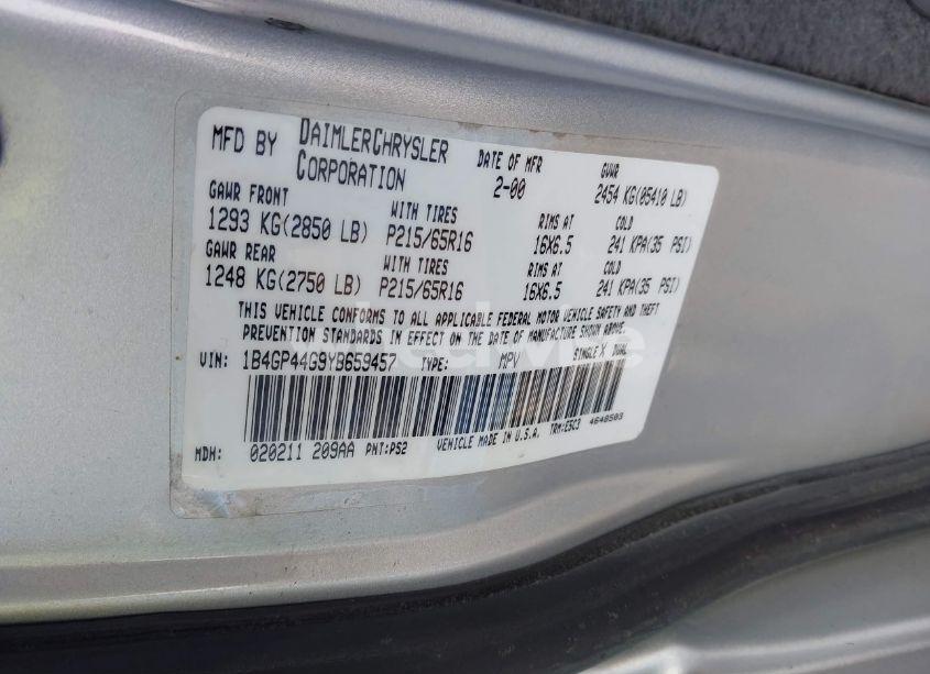 Photo 9 of 2000 Dodge Grand CARAVAN SE (VIN 1B4GP44G9YB659457)