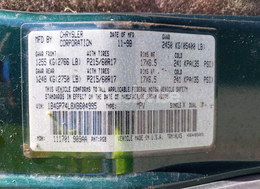 Photo 9 of 1999 Dodge Grand CARAVAN ES (VIN 1B4GP74L8XB604995)