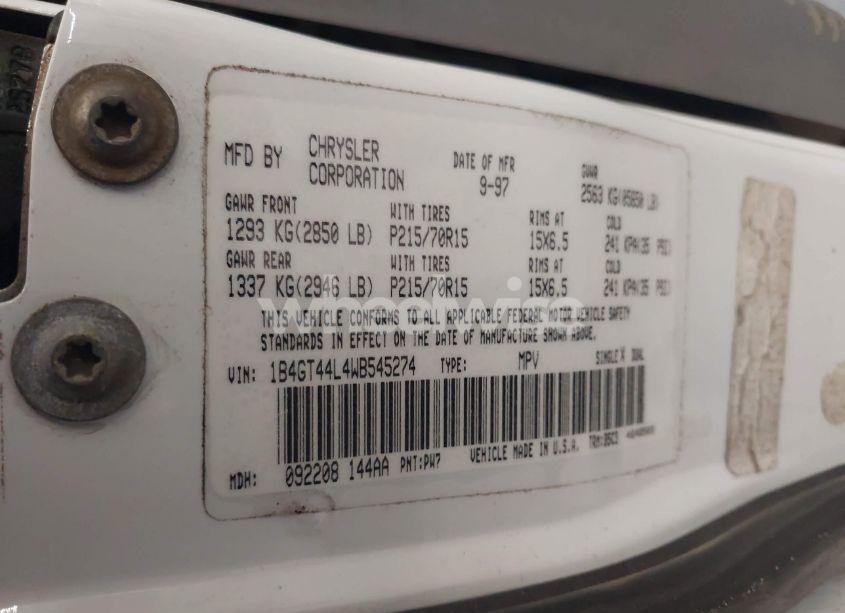 Photo 9 of 1998 Dodge Grand CARAVAN SE (VIN 1B4GT44L4WB545274)