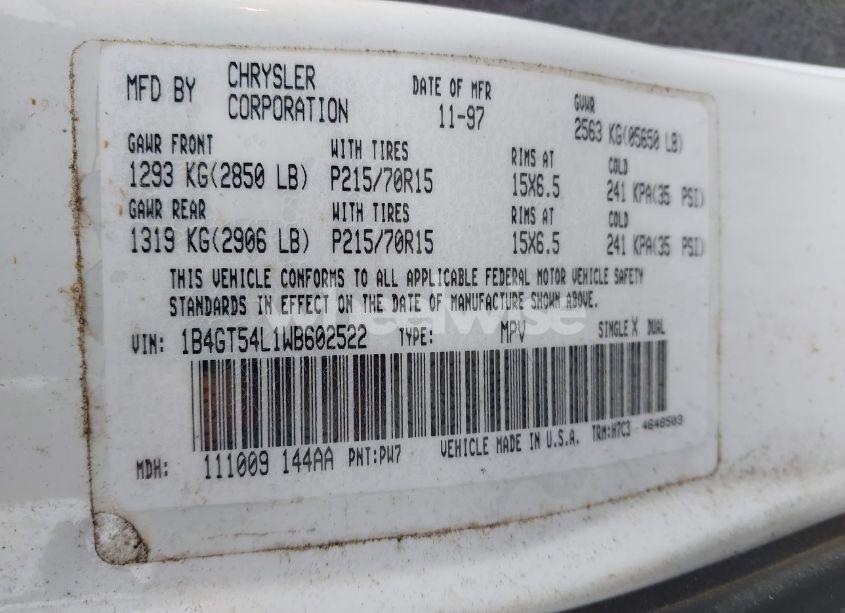 Photo 9 of 1998 Dodge Grand CARAVAN ES/LE (VIN 1B4GT54L1WB602522)