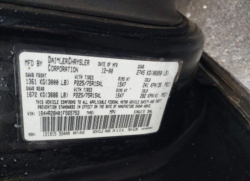 Photo 9 of 2001 Dodge Durango (VIN 1B4HR28N01F565753)