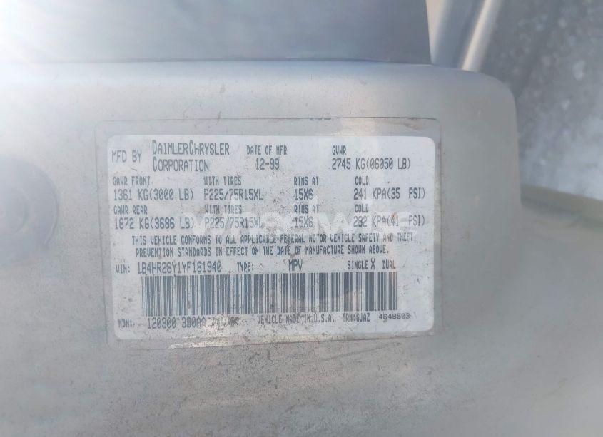 Photo 9 of 2000 Dodge Durango (VIN 1B4HR28Y1YF181940)