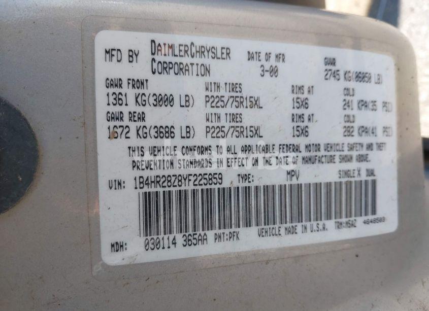 Photo 9 of 2000 Dodge Durango (VIN 1B4HR28Z8YF225859)