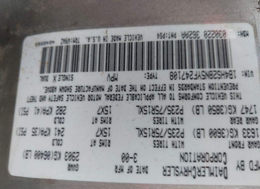 Photo 9 of 2000 Dodge Durango (VIN 1B4HS28N5YF247108)