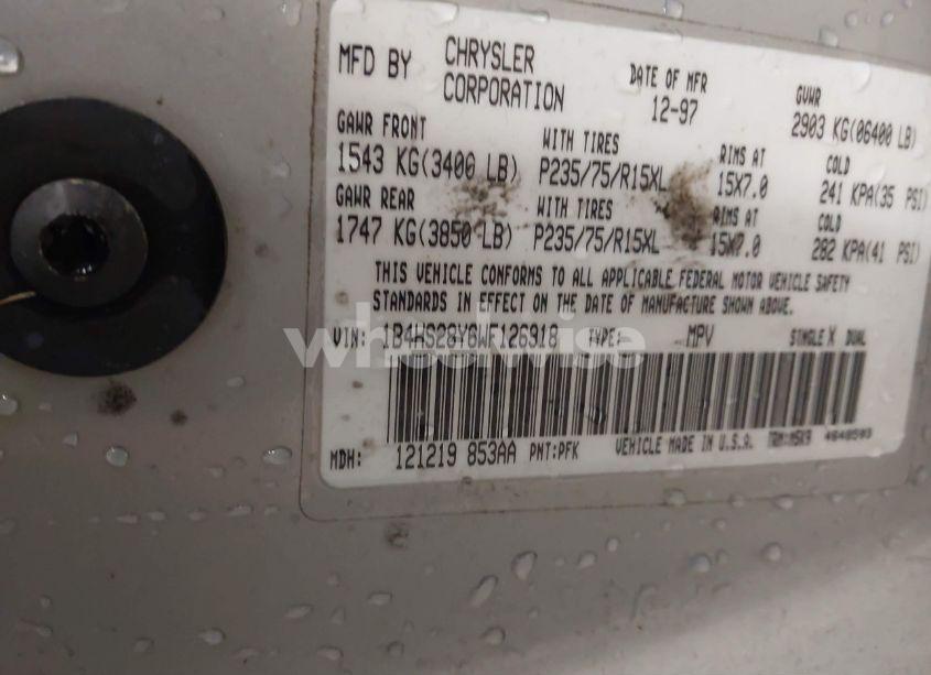 Photo 9 of 1998 Dodge Durango SLT (VIN 1B4HS28Y6WF126918)