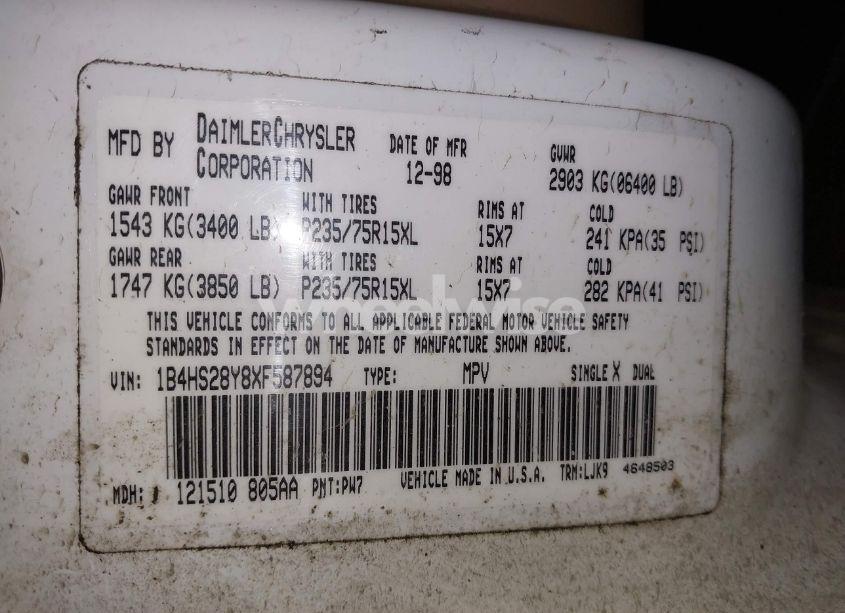 Photo 9 of 1999 Dodge Durango N/A (VIN 1B4HS28Y8XF587894)