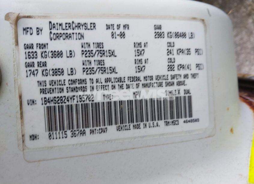 Photo 9 of 2000 Dodge Durango (VIN 1B4HS28Z4YF195702)