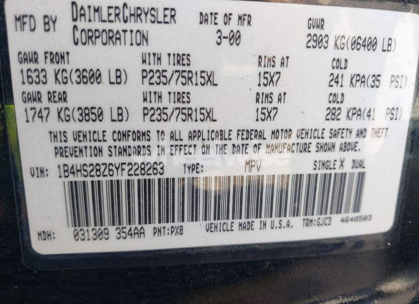 Photo 9 of 2000 Dodge Durango (VIN 1B4HS28Z6YF228263)