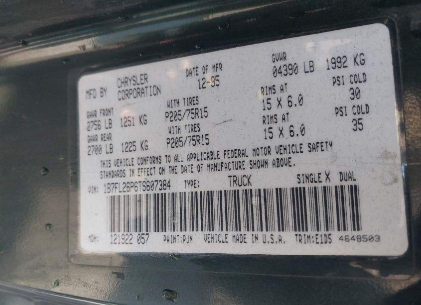 Photo 9 of 1996 Dodge Dakota N/A (VIN 1B7FL26P6TS607384)