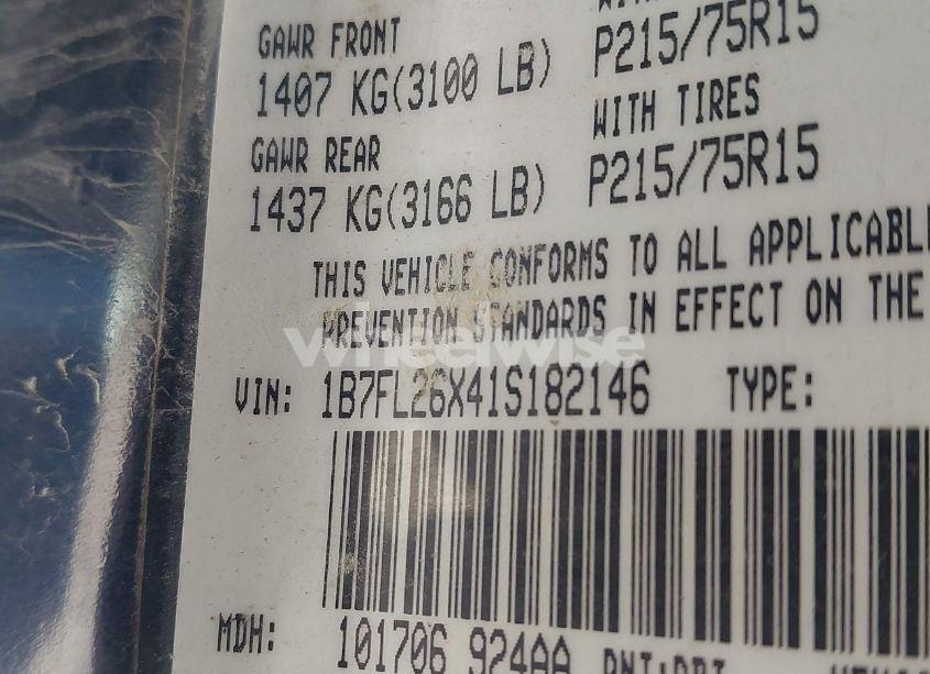 Photo 9 of 2001 Dodge Dakota SLT/SPORT (VIN 1B7FL26X41S182146)