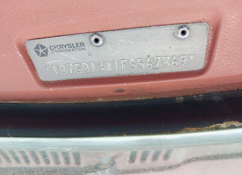 Photo 9 of 1985 Dodge D-series D100/D150 (VIN 1B7GD14W1FS567869)