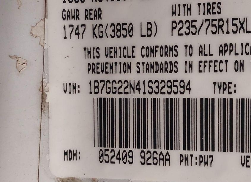 Photo 9 of 2001 Dodge Dakota SLT/SPORT (VIN 1B7GG22N41S329594)