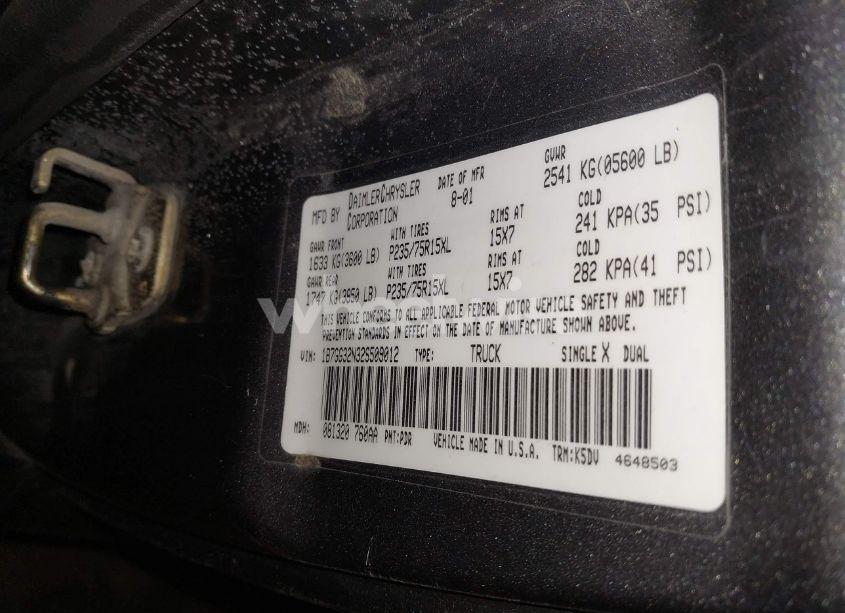 Photo 9 of 2002 Dodge Dakota SPORT (VIN 1B7GG32N32S509012)