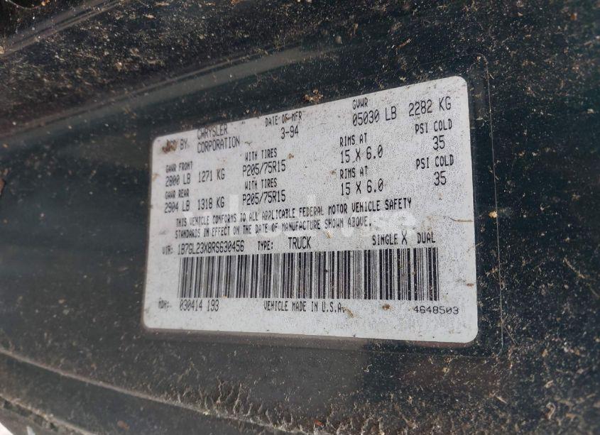 Photo 9 of 1994 Dodge Dakota N/A (VIN 1B7GL23X8RS630456)