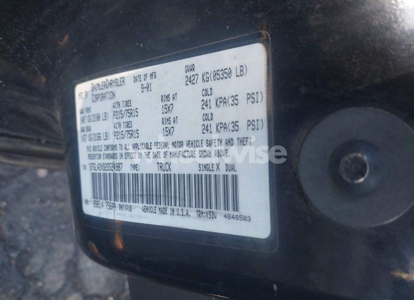 Photo 9 of 2002 Dodge Dakota SLT (VIN 1B7GL42X92S524987)