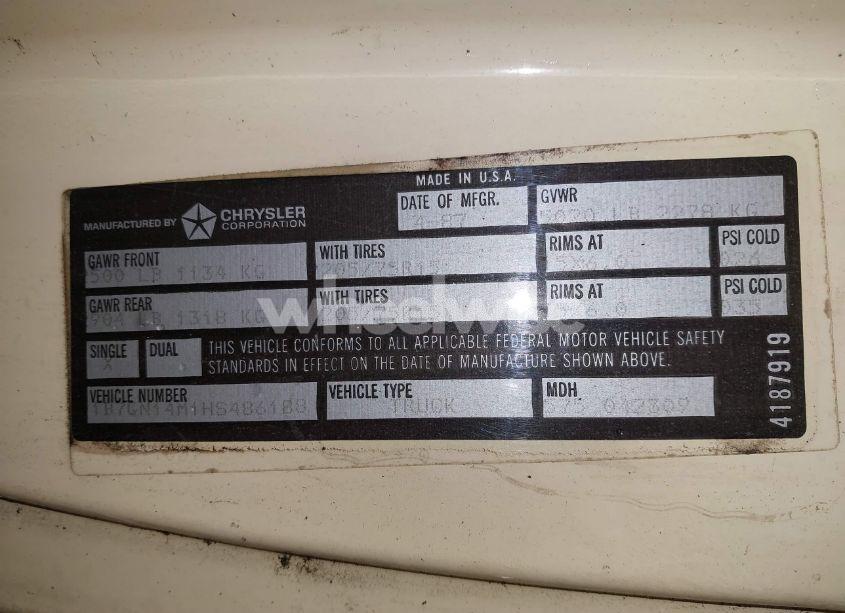 Photo 9 of 1987 Dodge Dakota N/A (VIN 1B7GN14M1HS486188)