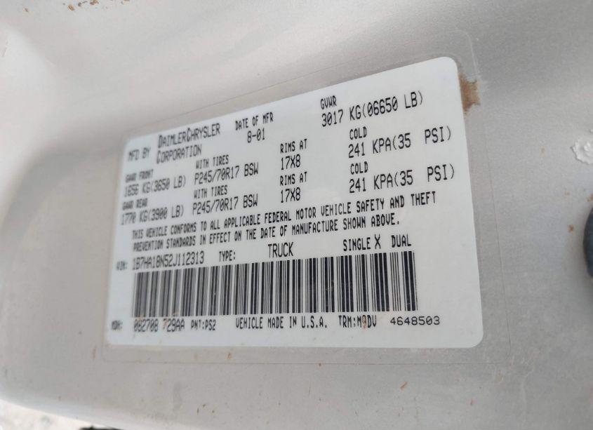 Photo 9 of 2002 Dodge Ram 1500 ST (VIN 1B7HA18N52J112313)