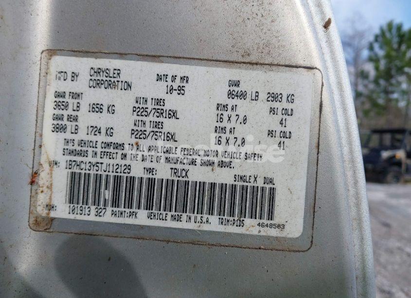 Photo 9 of 1996 Dodge Ram 1500 (VIN 1B7HC13Y5TJ112129)