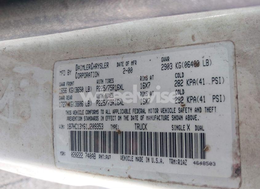 Photo 9 of 2001 Dodge Ram 1500 ST (VIN 1B7HC13Y61J209353)