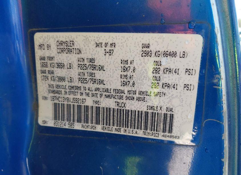 Photo 9 of 1997 Dodge Ram 1500 ST (VIN 1B7HC13Y8VJ592167)