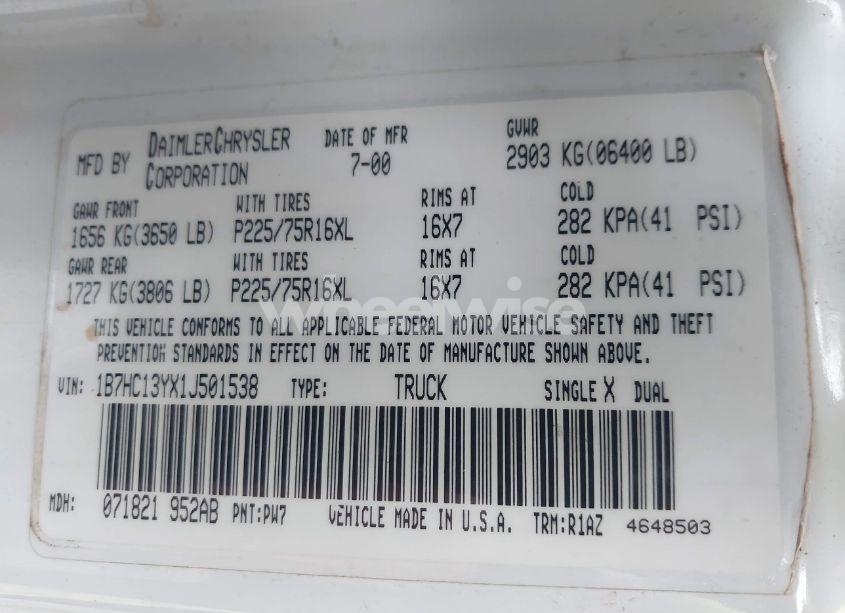 Photo 9 of 2001 Dodge Ram 1500 ST (VIN 1B7HC13YX1J501538)