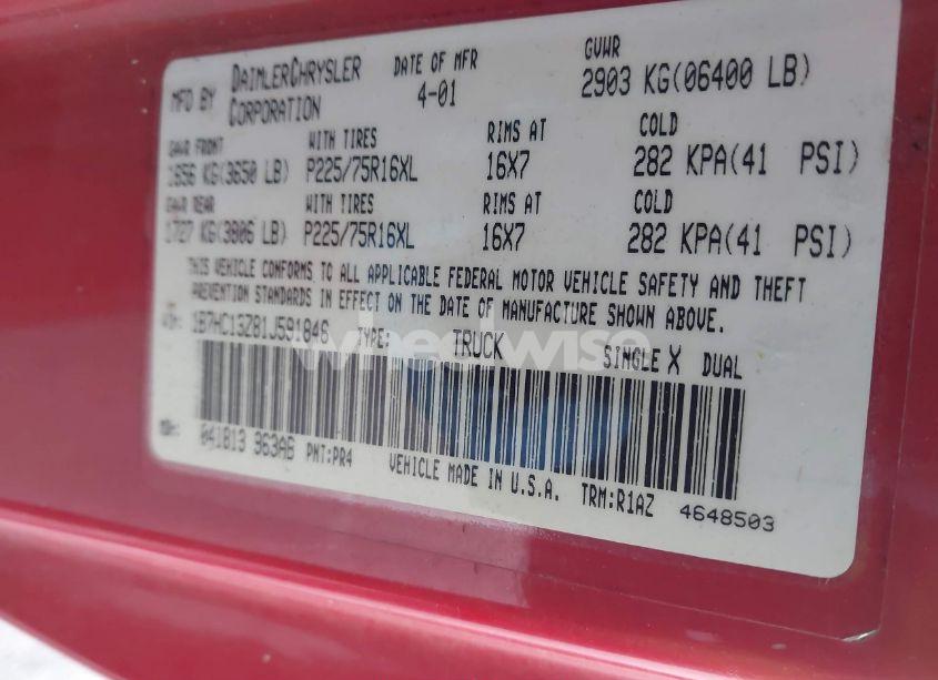 Photo 9 of 2001 Dodge Ram 1500 ST (VIN 1B7HC13Z81J591846)