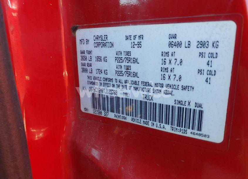 Photo 9 of 1996 Dodge Ram 1500 (VIN 1B7HC16Y0TJ129769)