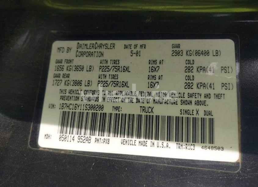 Photo 9 of 2001 Dodge Ram 1500 ST (VIN 1B7HC16Y11S300200)