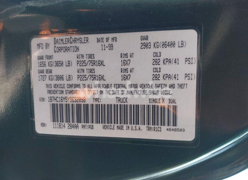 Photo 9 of 2000 Dodge Ram 1500 ST (VIN 1B7HC16Y5YS632098)