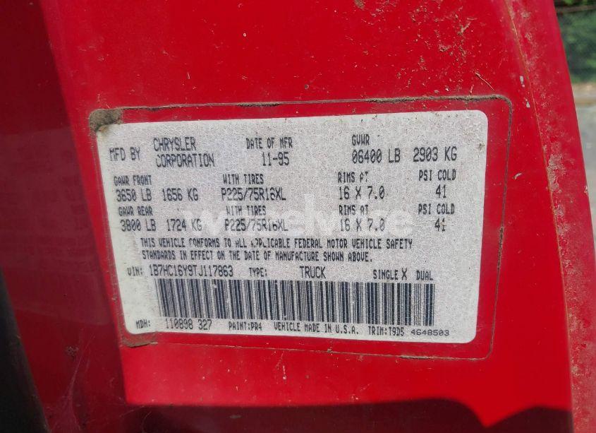 Photo 9 of 1996 Dodge Ram 1500 (VIN 1B7HC16Y9TJ117863)