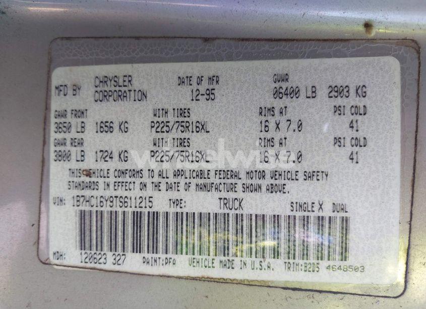 Photo 9 of 1996 Dodge Ram 1500 (VIN 1B7HC16Y9TS611215)