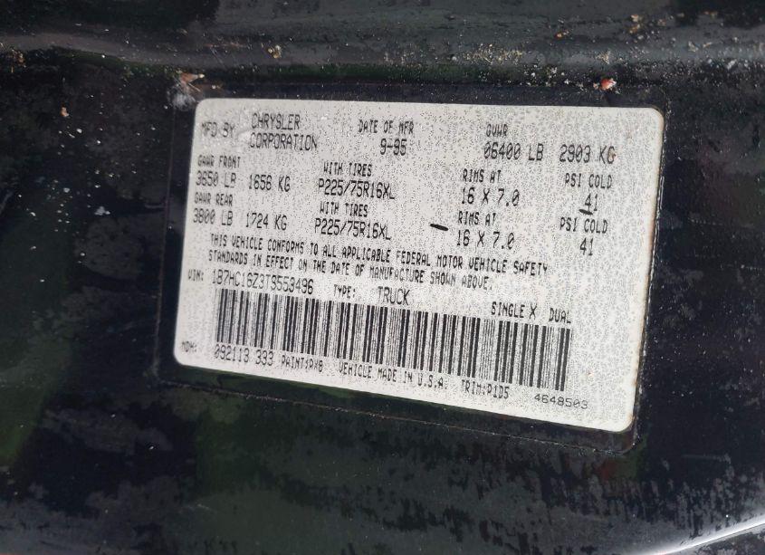 Photo 9 of 1996 Dodge Ram 1500 (VIN 1B7HC16Z3TS553496)