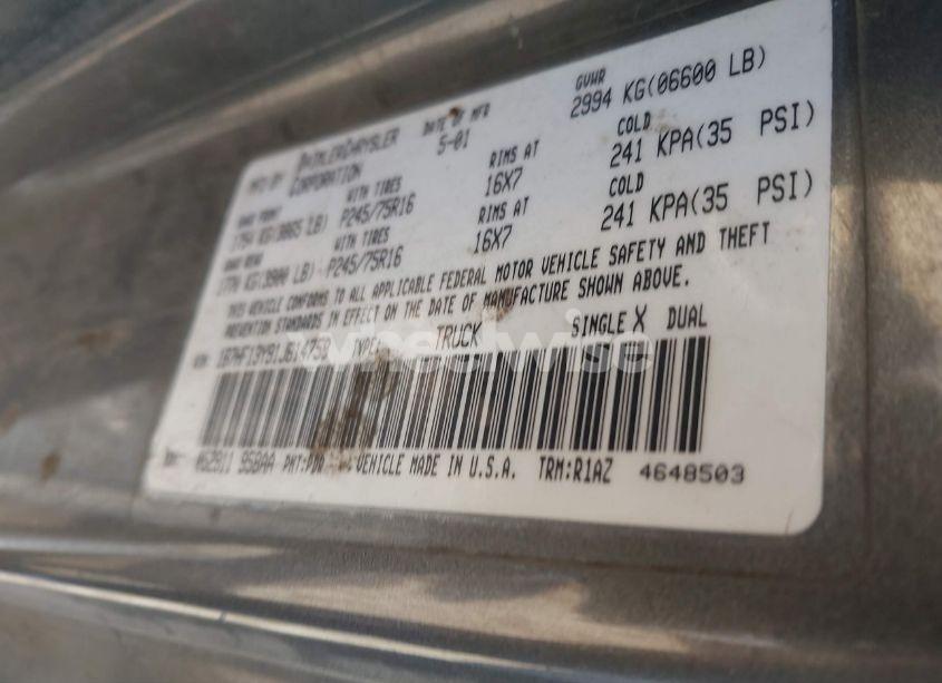 Photo 9 of 2001 Dodge Ram 1500 ST (VIN 1B7HF13Y91J614758)