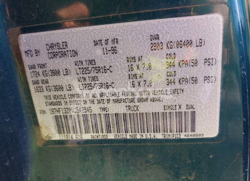 Photo 9 of 1997 Dodge Ram 1500 ST (VIN 1B7HF13Z0VJ542945)